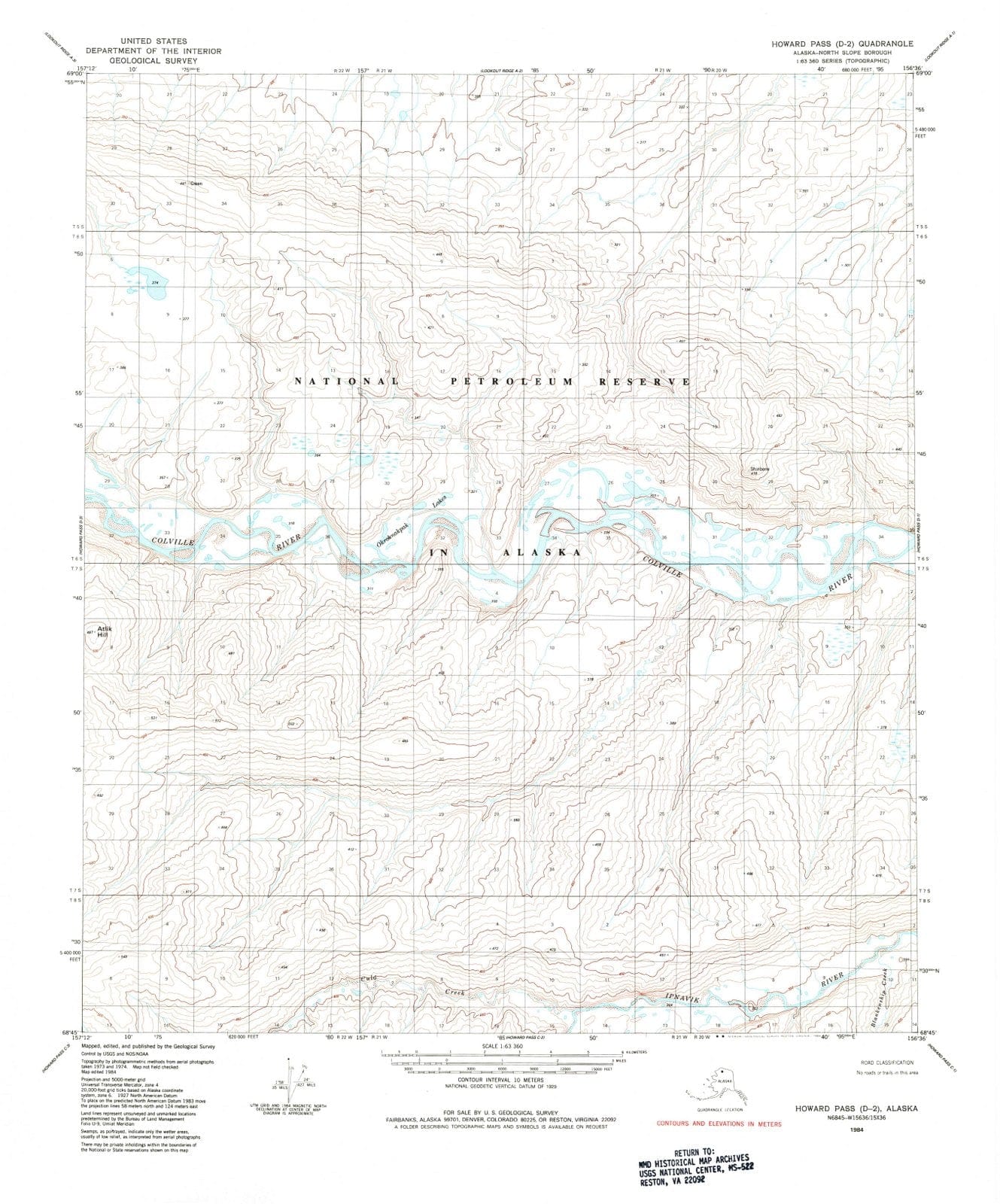 1984 Howard Pass, AK - Alaska - USGS Topographic Map5