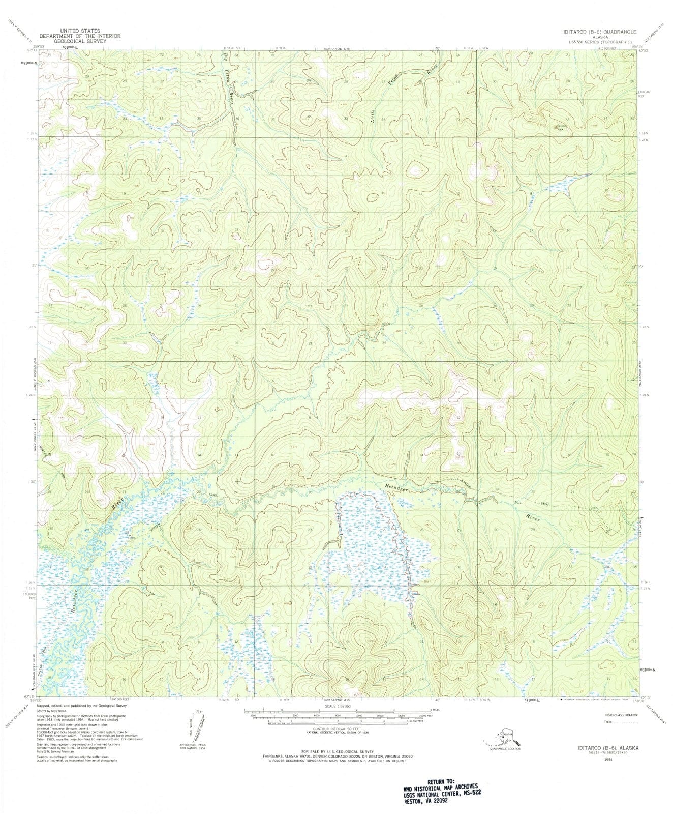 1954 Iditarod, AK - Alaska - USGS Topographic Map2