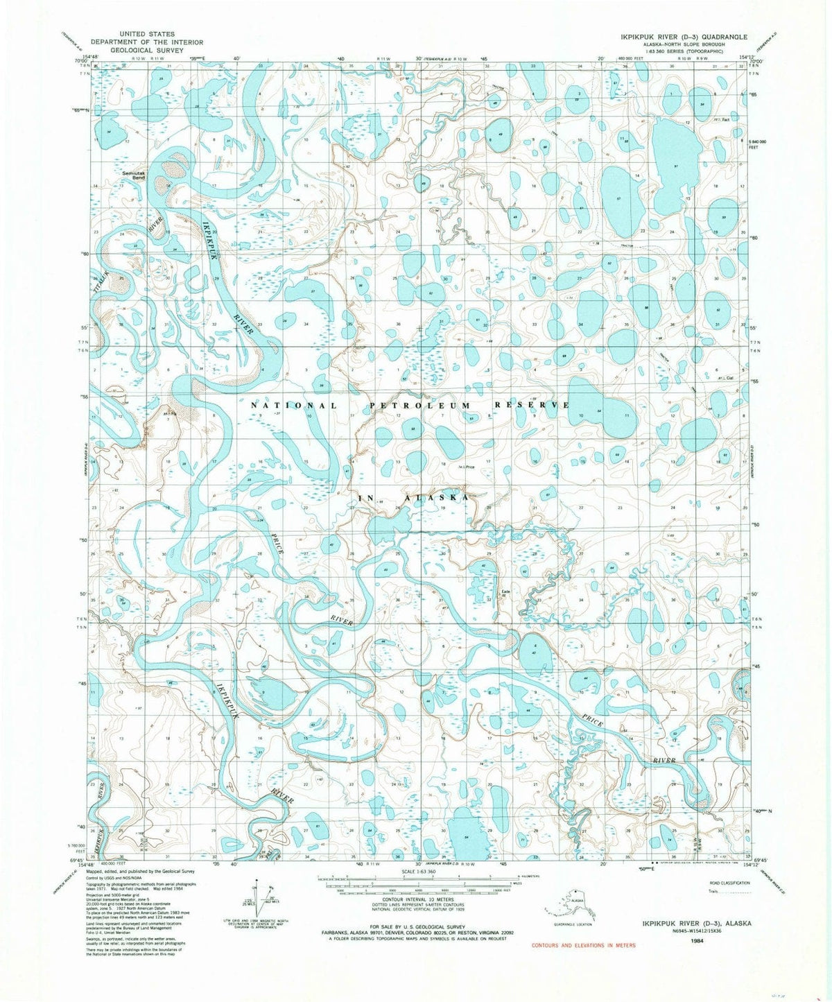 1984 Ikpikpuk River, AK - Alaska - USGS Topographic Map v8