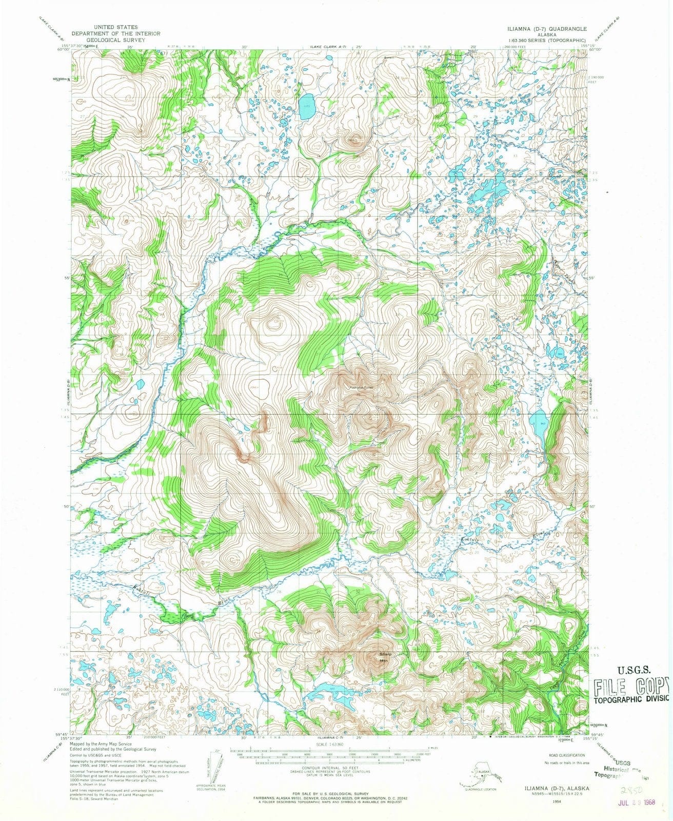1954 Iliamna, AK - Alaska - USGS Topographic Map4