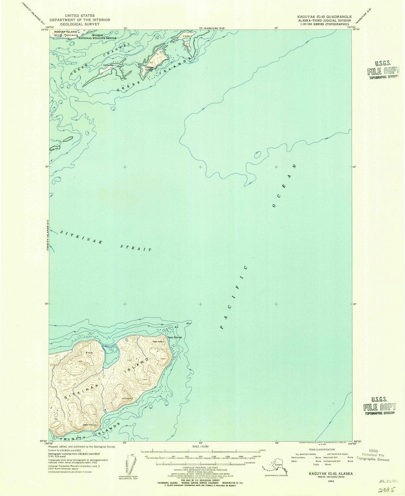 1954 Kaguyak, AK - Alaska - USGS Topographic Map