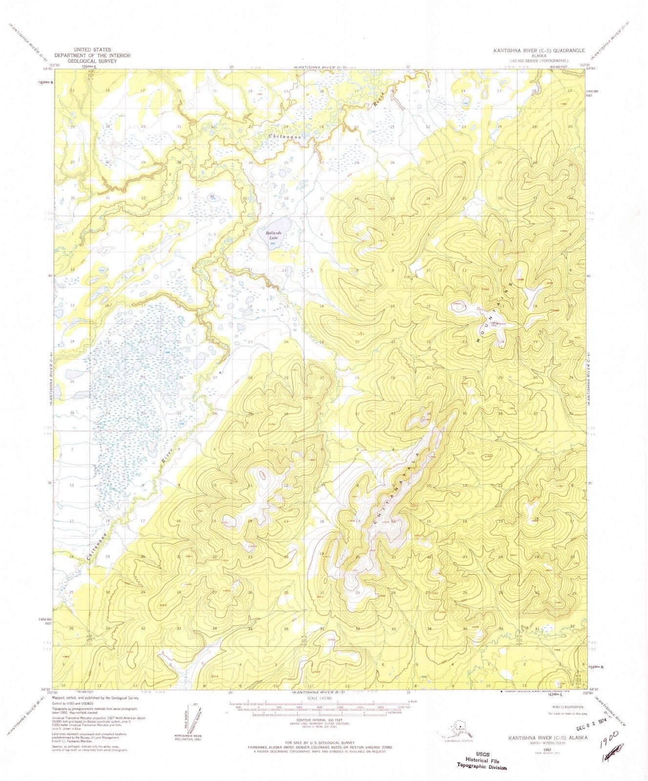 1952 Kantishna River, AK - Alaska - USGS Topographic Map2