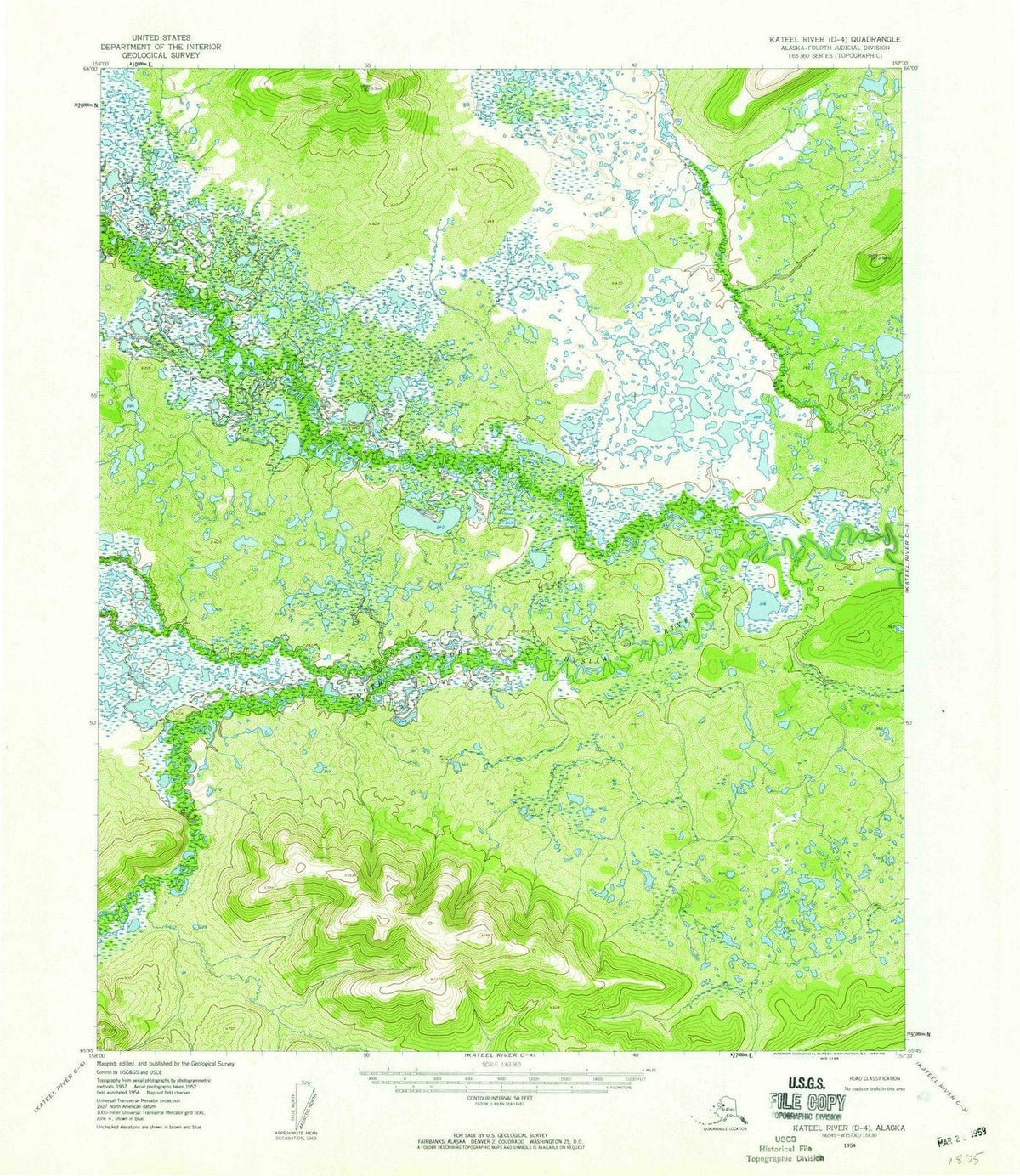 1954 Kateel River, AK - Alaska - USGS Topographic Map v9