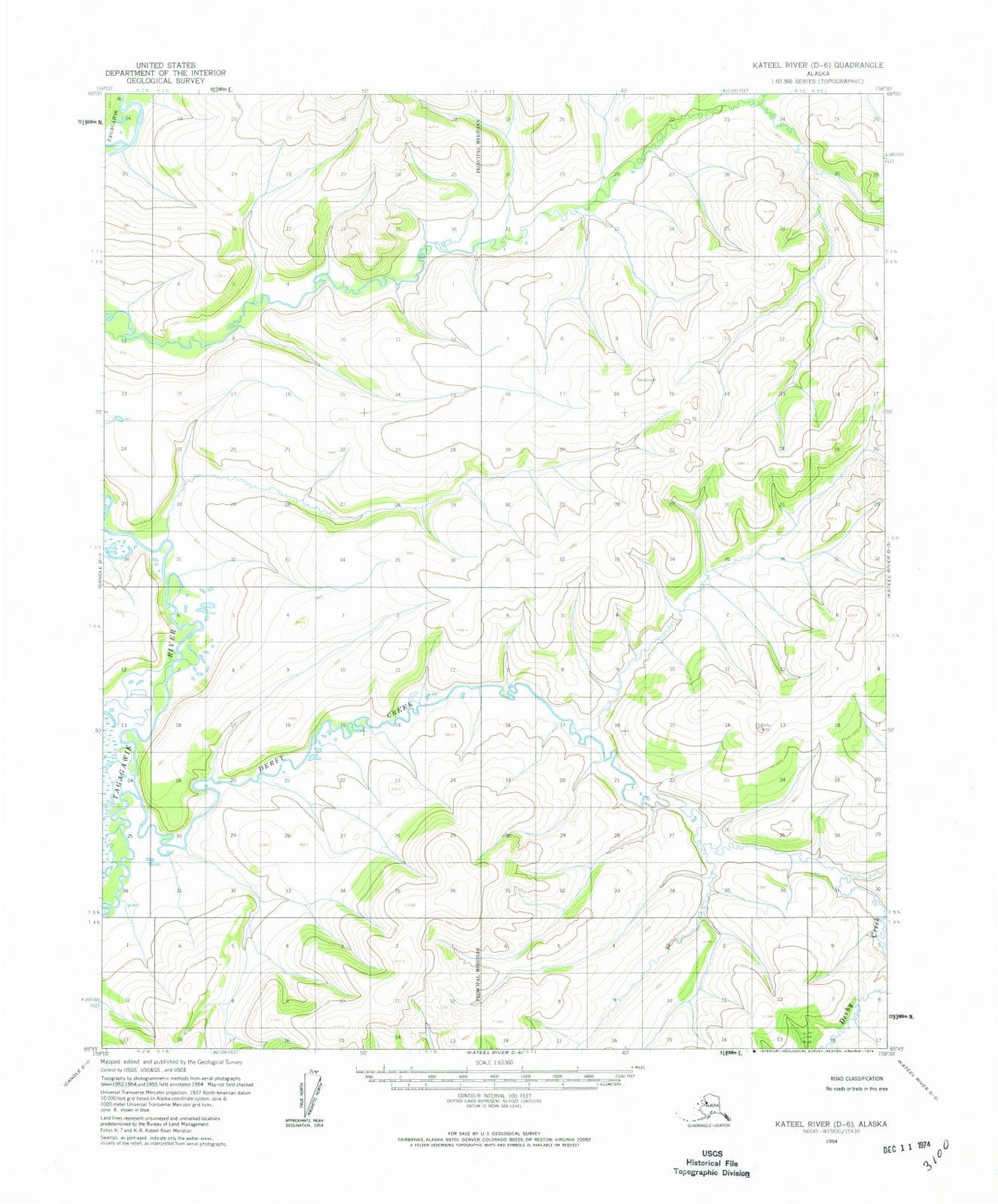 1954 Kateel River, AK - Alaska - USGS Topographic Map1