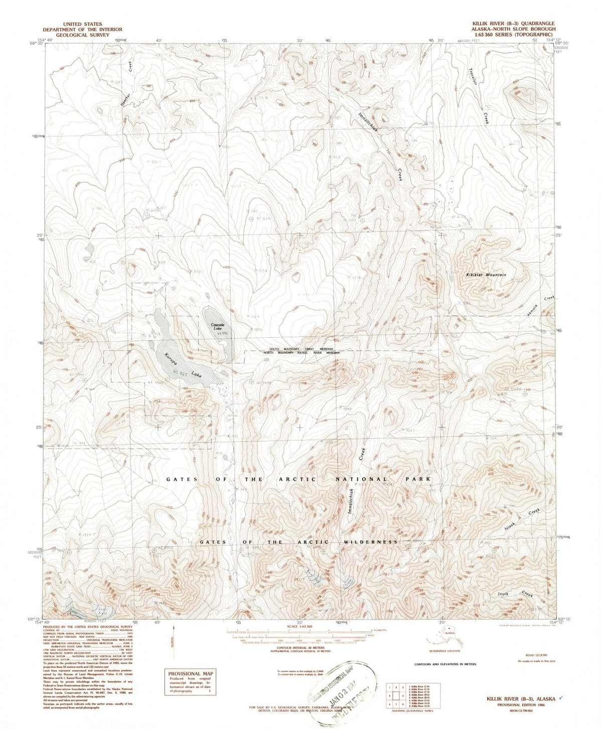 1986 Killik River, AK - Alaska - USGS Topographic Map v7