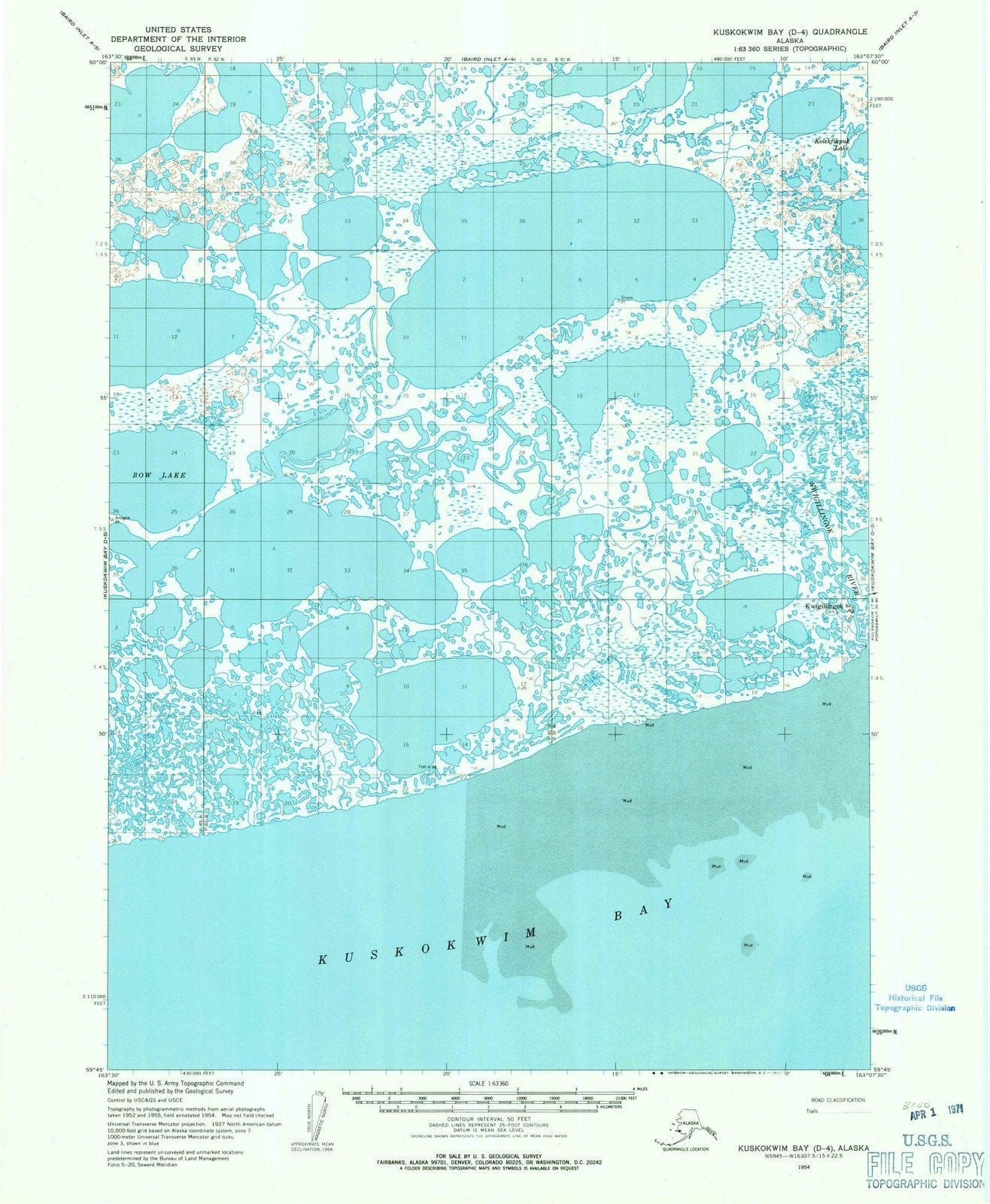 1954 Kuskokwimay, AK - Alaska - USGS Topographic Map v2