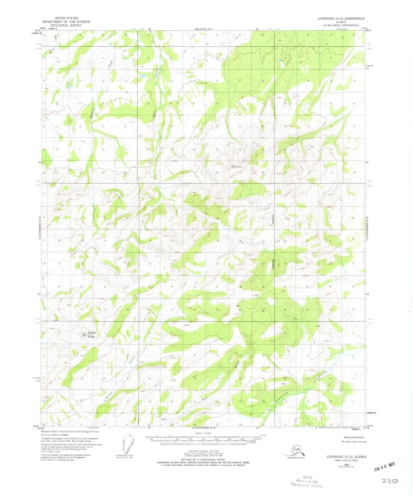 1952 Livengood, AK - Alaska - USGS Topographic Map v8