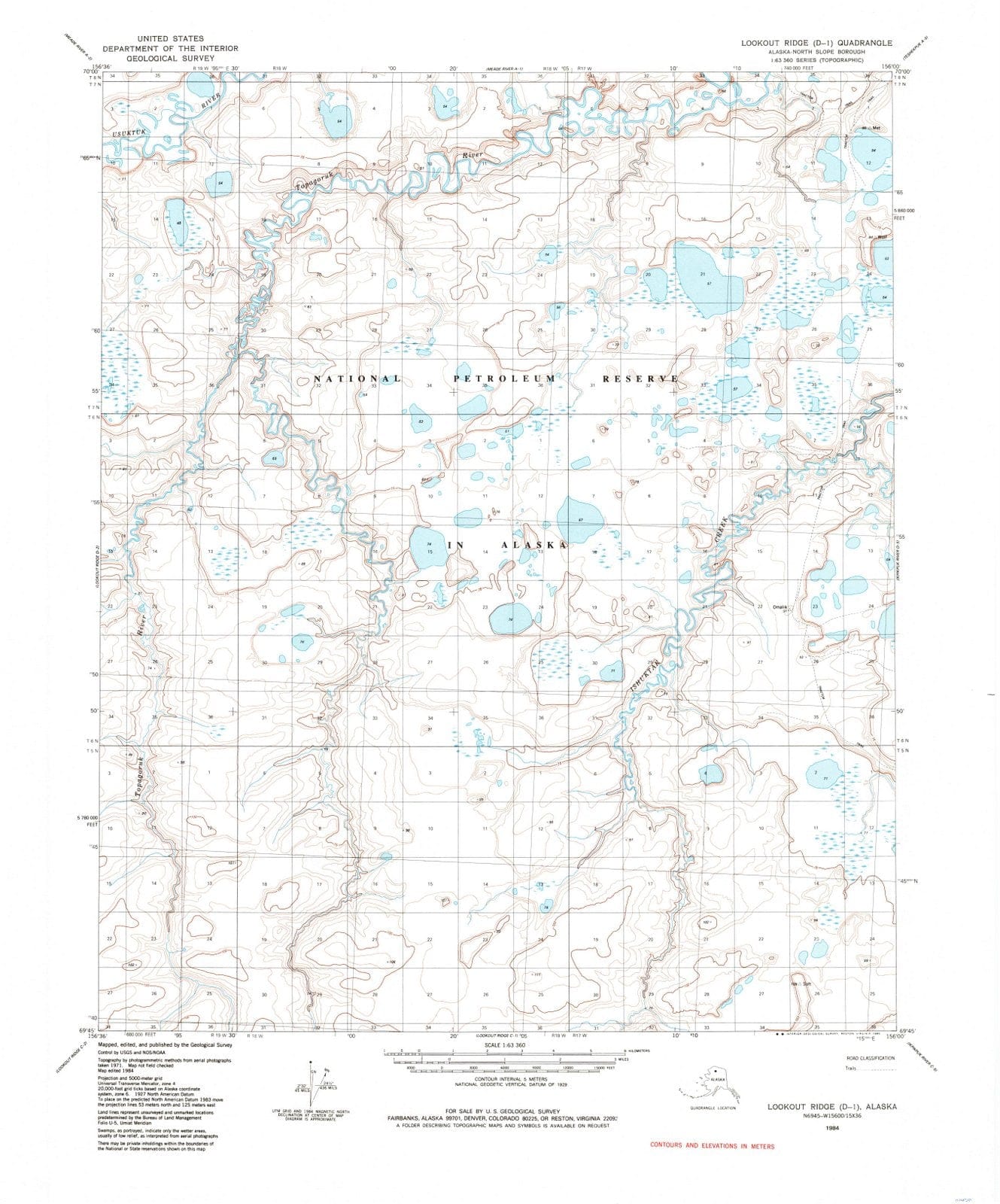 1984 Lookout Ridge, AK - Alaska - USGS Topographic Map v8