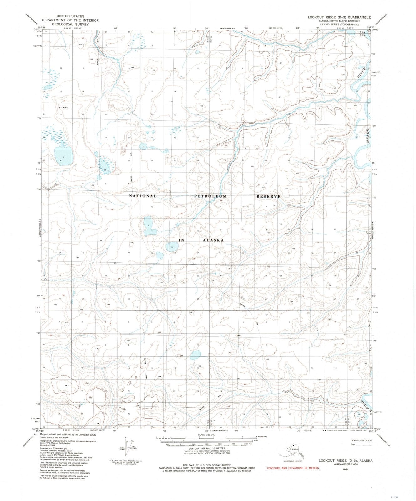 1984 Lookout Ridge, AK - Alaska - USGS Topographic Map0