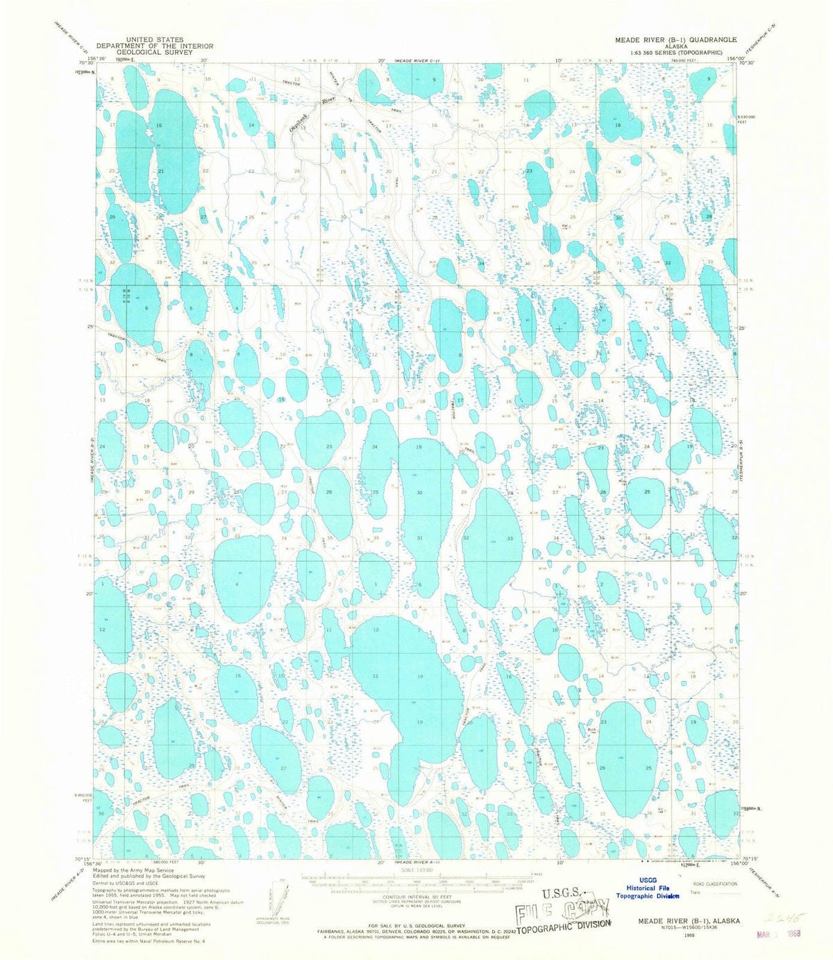 1955 Meade River, AK - Alaska - USGS Topographic Map v6