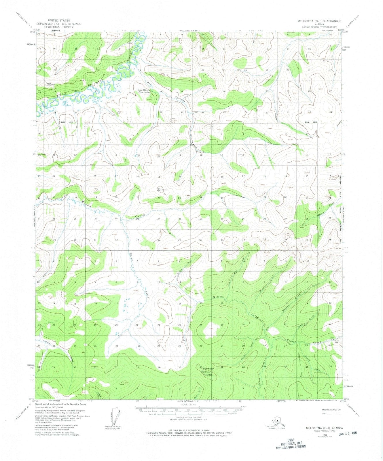 1956 Melozitna, AK - Alaska - USGS Topographic Map