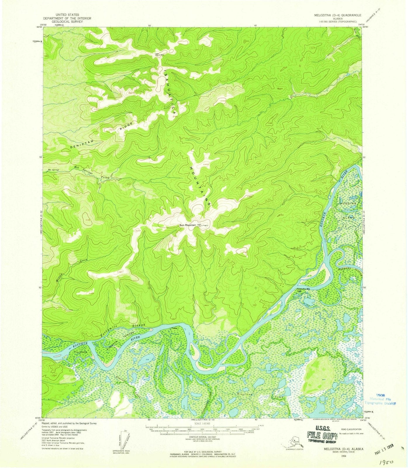1954 Melozitna, AK - Alaska - USGS Topographic Map1