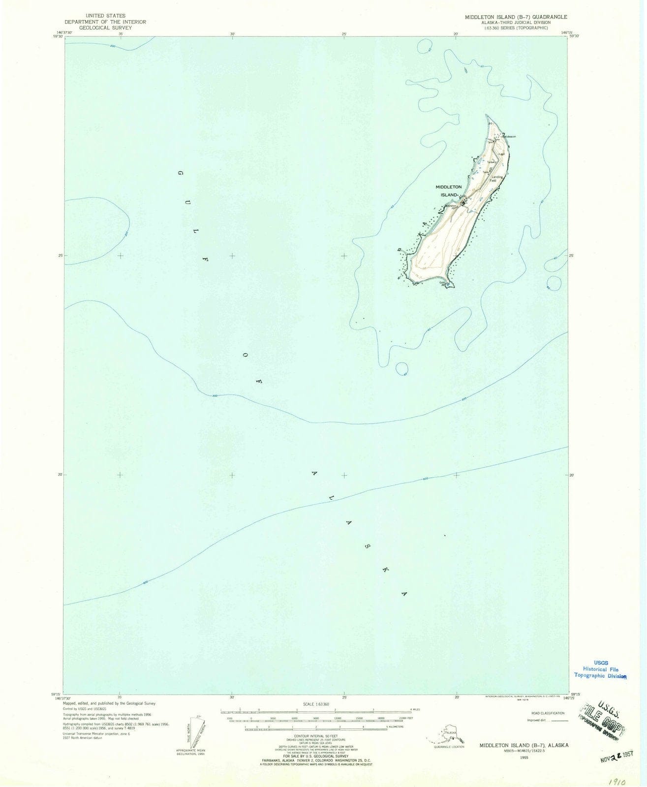 1955 Middleton Island, AK - Alaska - USGS Topographic Map