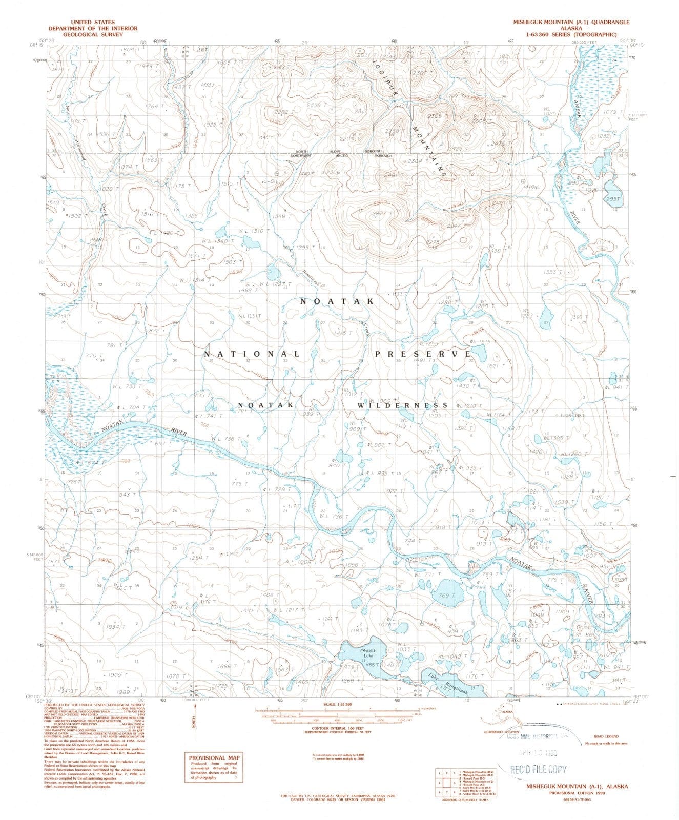 1990 Misheguk Mountain, AK - Alaska - USGS Topographic Map