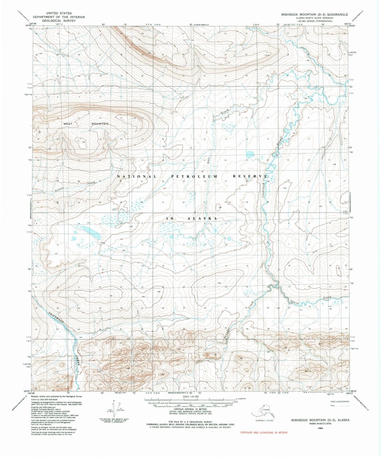 1984 Misheguk Mountain, AK - Alaska - USGS Topographic Map v8