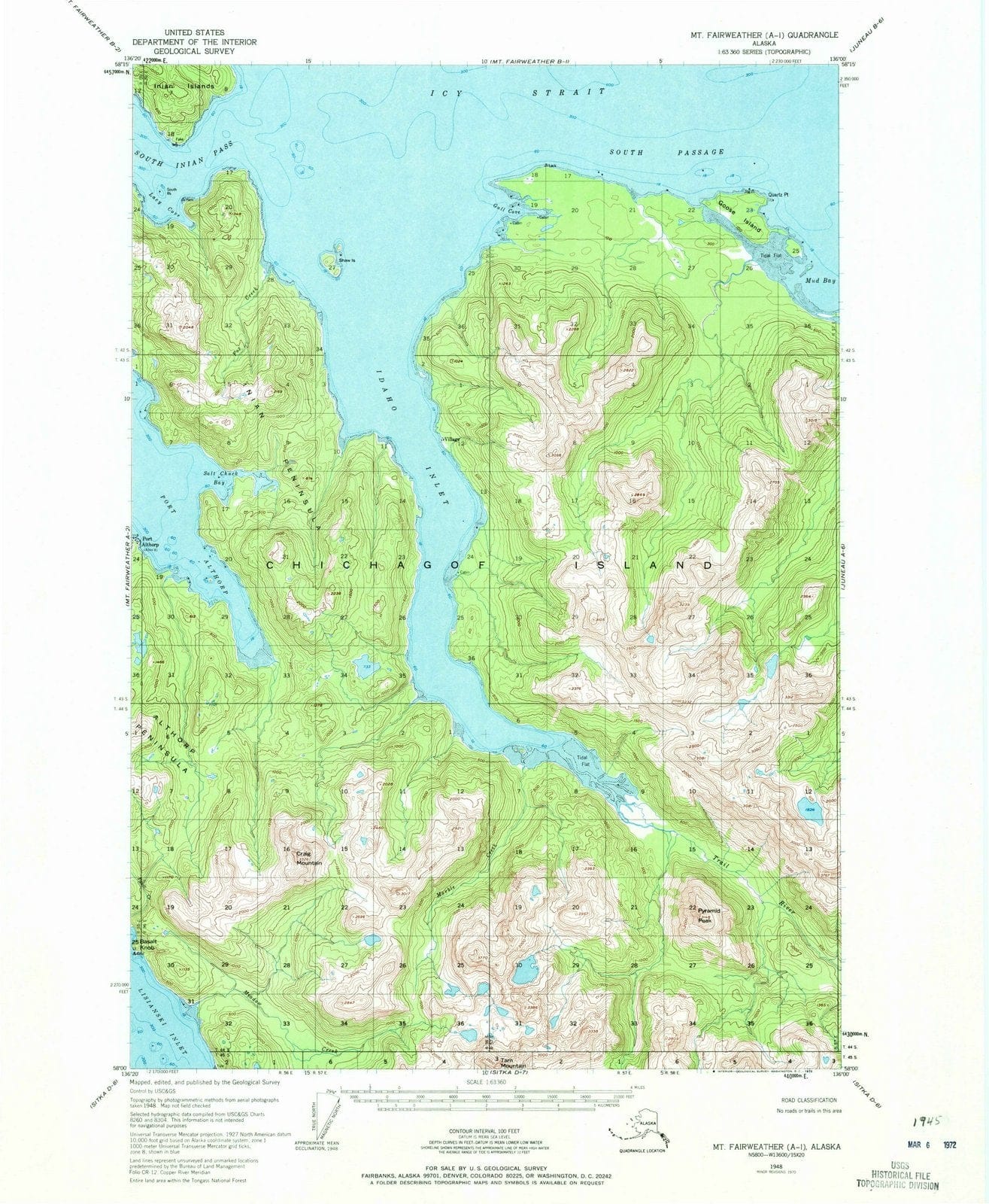 1948 Mount Fairweather, AK - Alaska - USGS Topographic Map