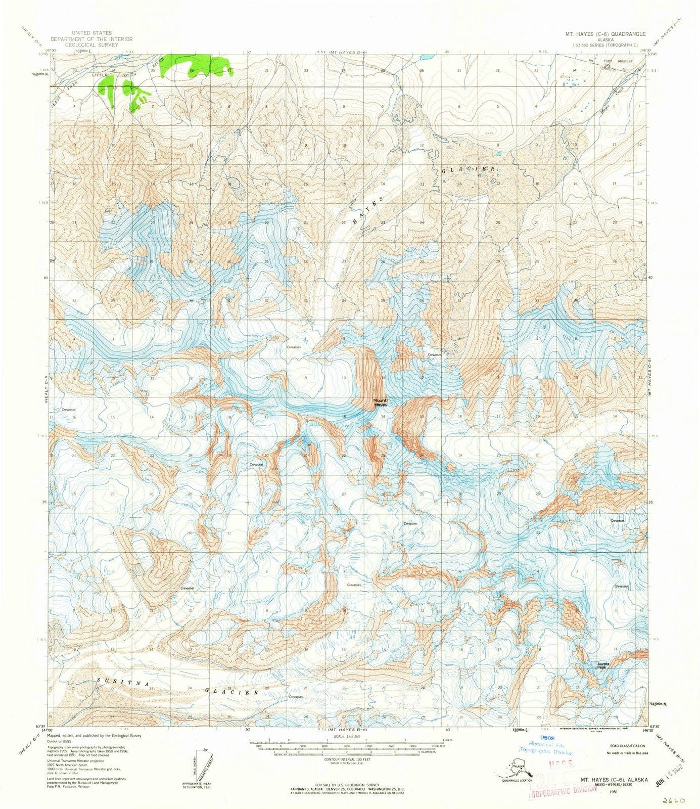 1951 Mount Hayes, AK - Alaska - USGS Topographic Map v4
