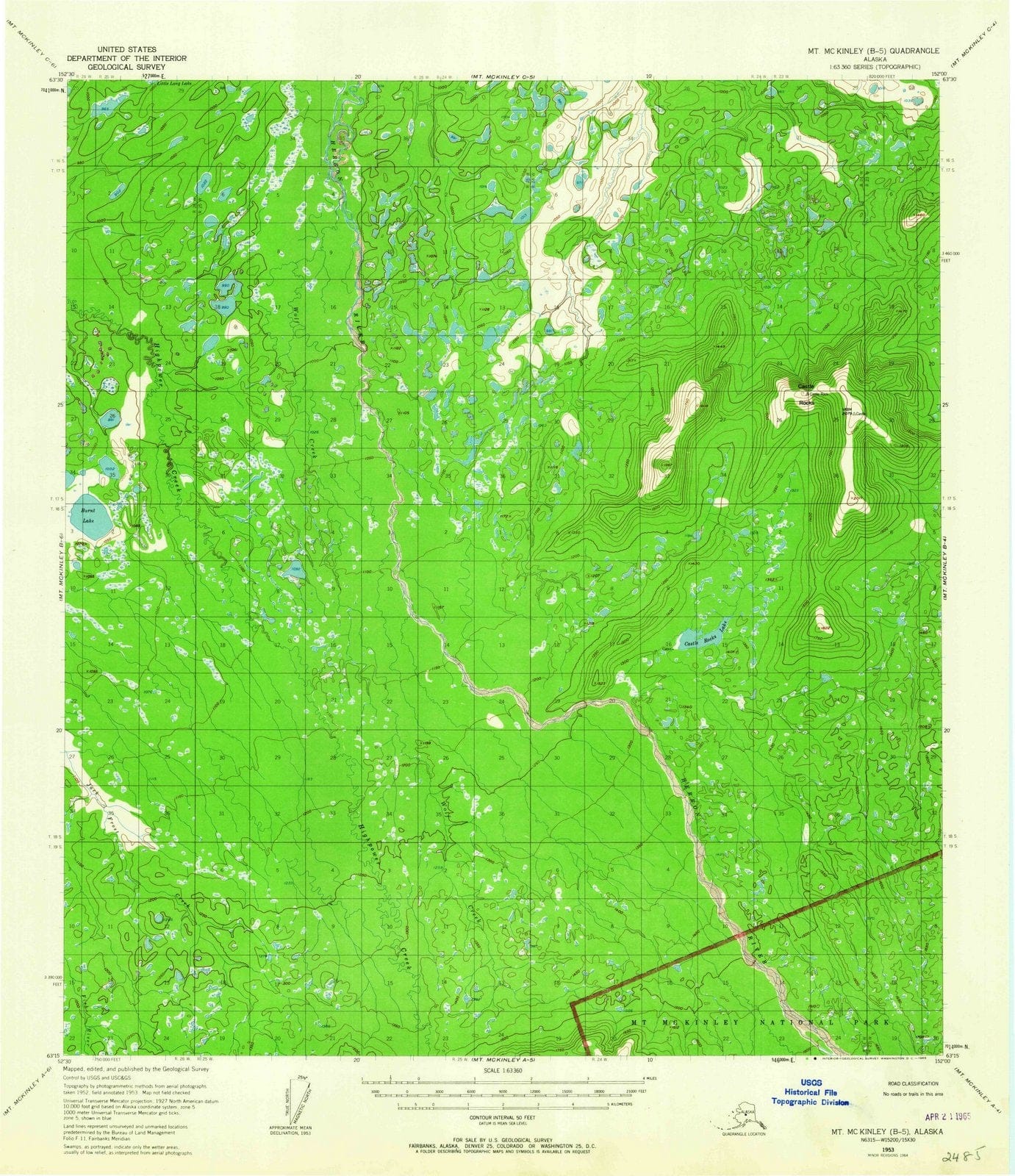 1953 Mount McKinley, AK - Alaska - USGS Topographic Map v4