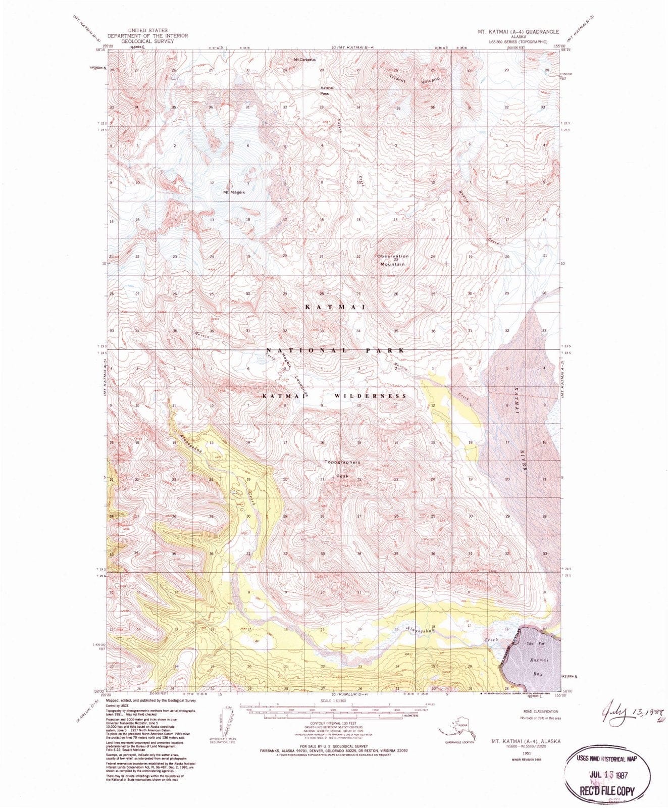1951 Mt. Katmai, AK - Alaska - USGS Topographic Map v2