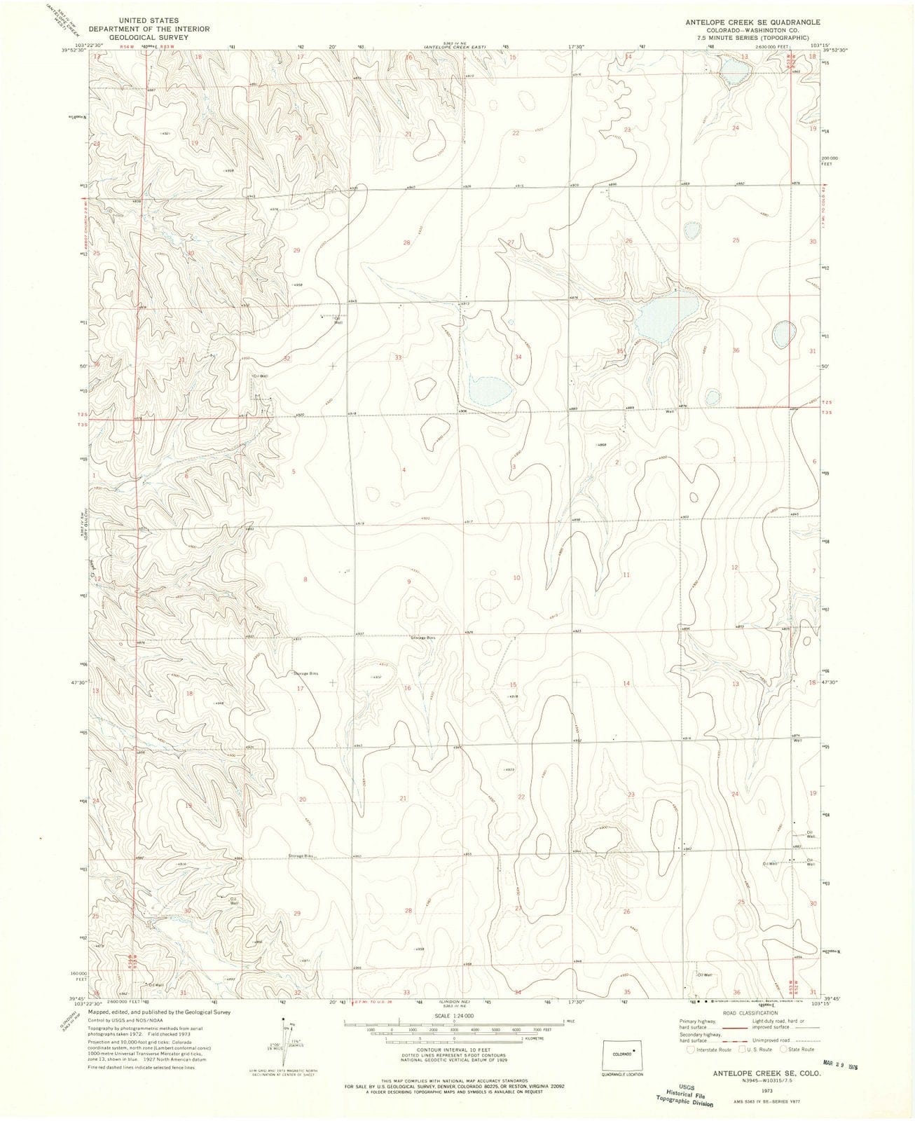 1973 Antelope Creek, CO - Colorado - USGS Topographic Map