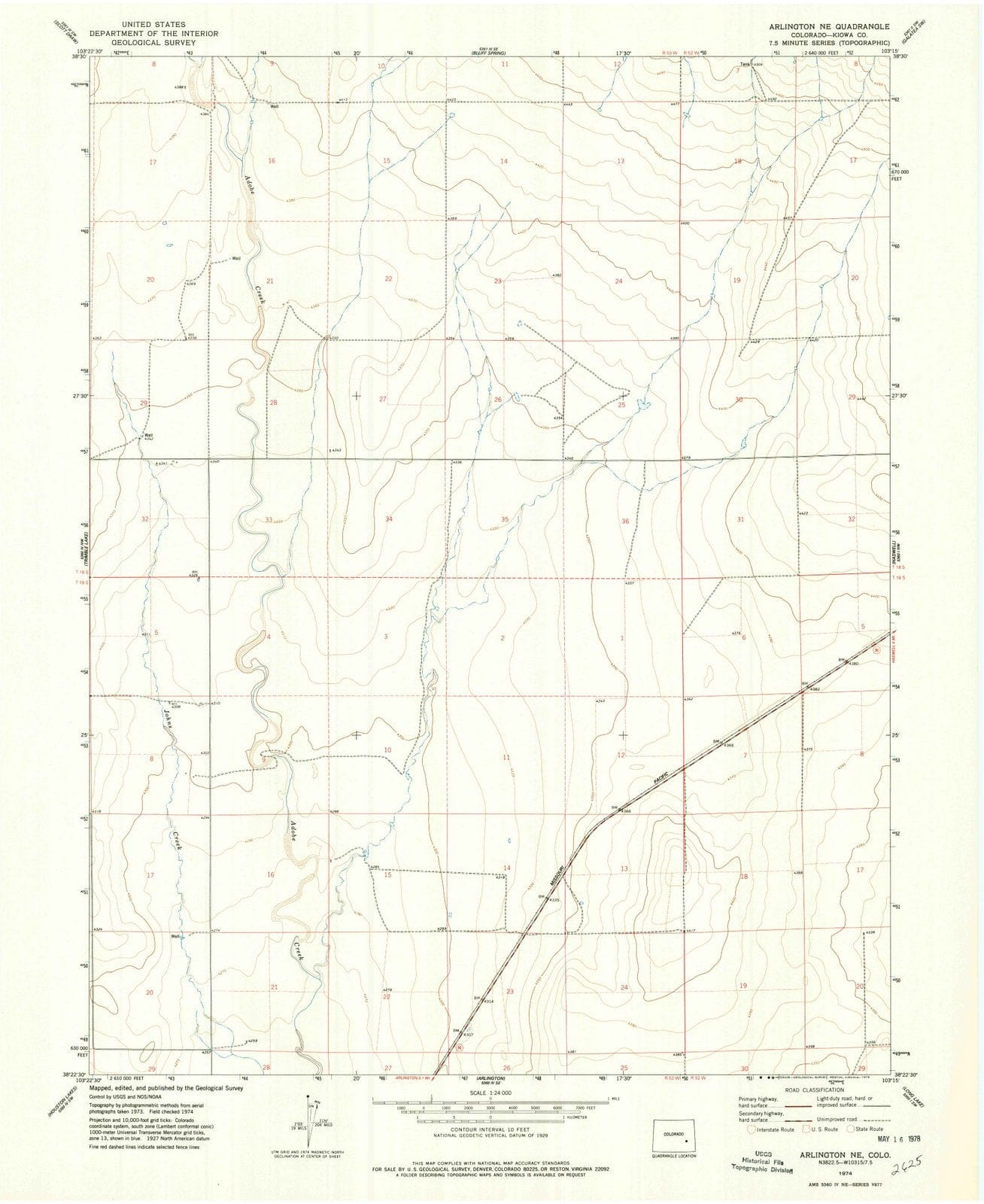 1974 Arlington, CO - Colorado - USGS Topographic Map