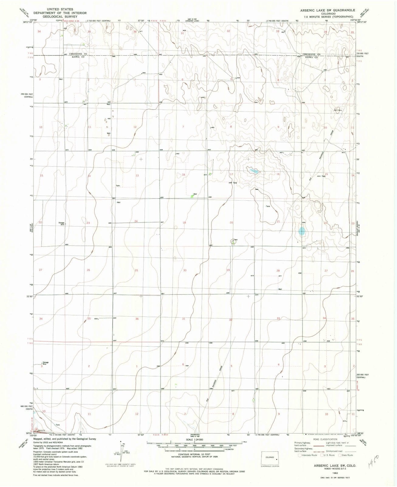 1982 Arsenic Lake, CO - Colorado - USGS Topographic Map