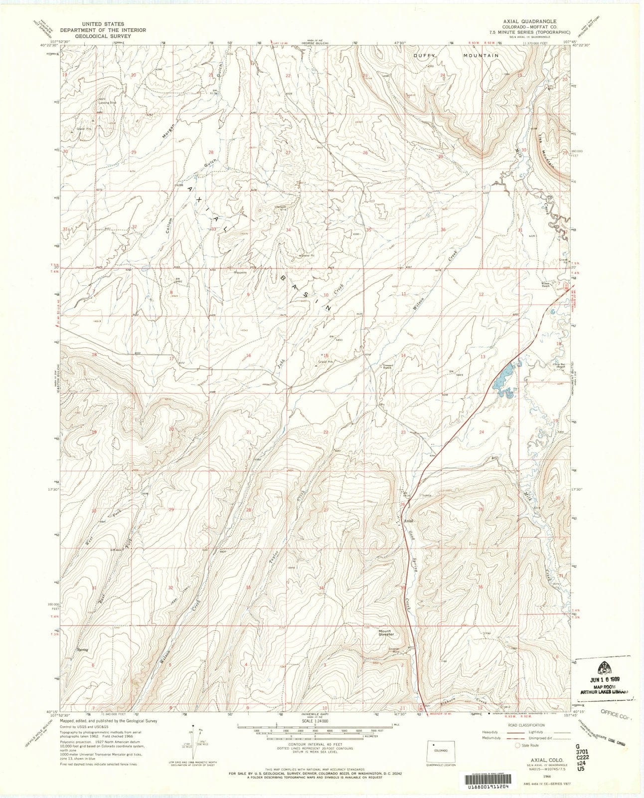 1966 Axial, CO - Colorado - USGS Topographic Map