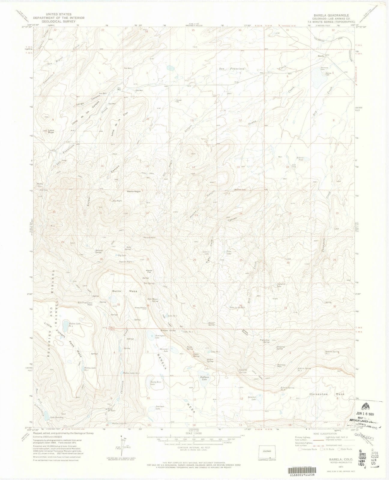1971 Barela, CO - Colorado - USGS Topographic Map