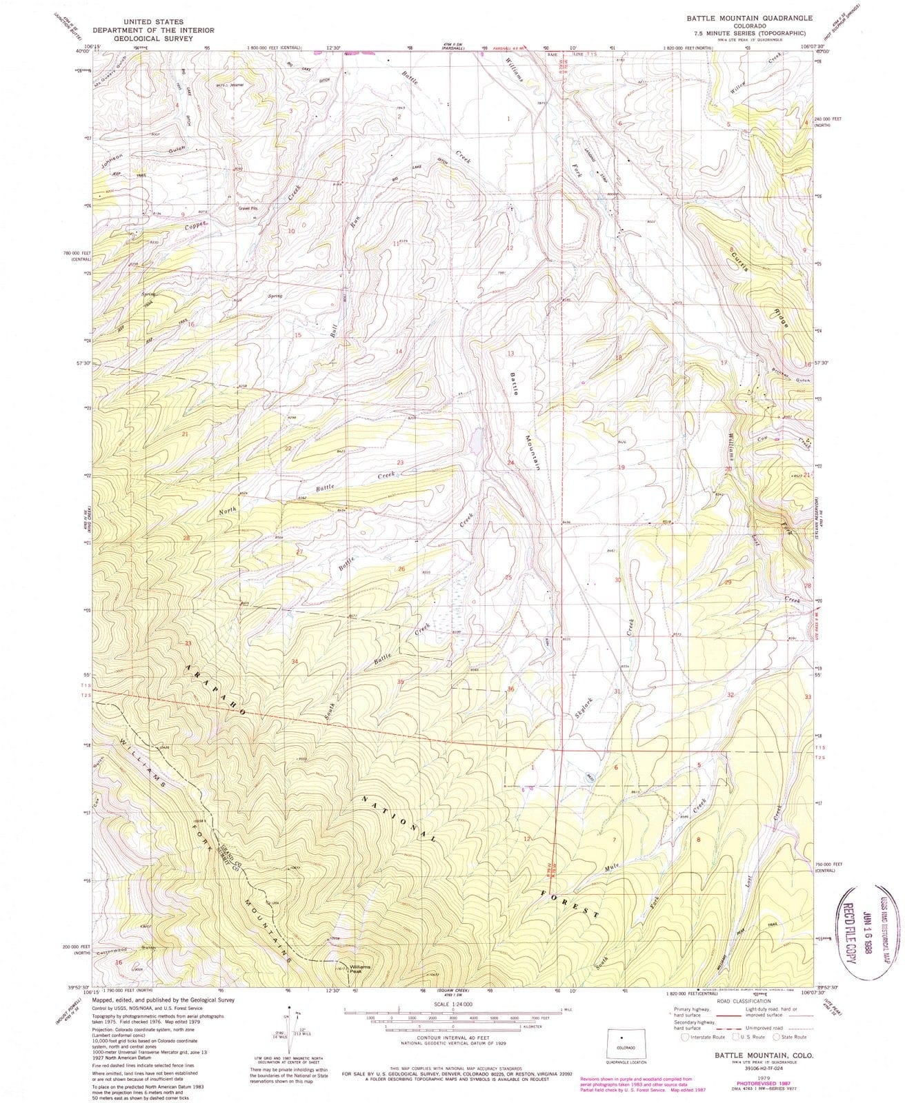 1979 Battle Mountain, CO - Colorado - USGS Topographic Map