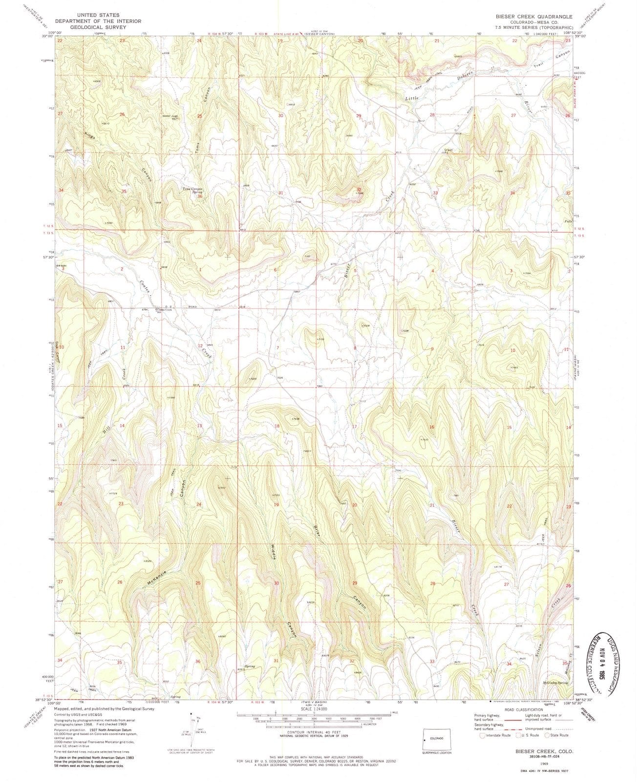 1969 Bieser Creek, CO - Colorado - USGS Topographic Map