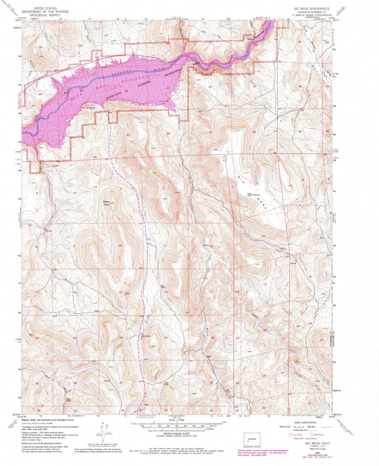 1954 Big Mesa, CO - Colorado - USGS Topographic Map