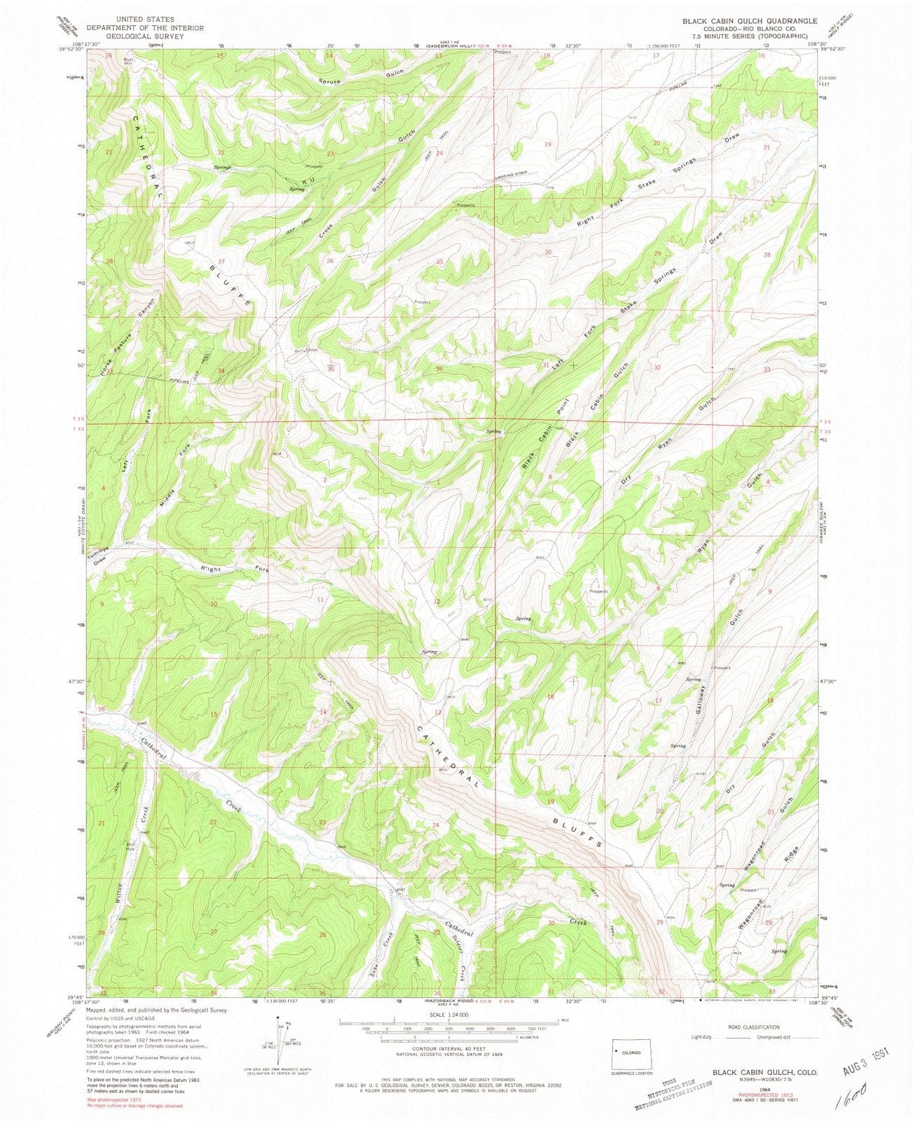 1964 Black Cabin Gulch, CO - Colorado - USGS Topographic Map