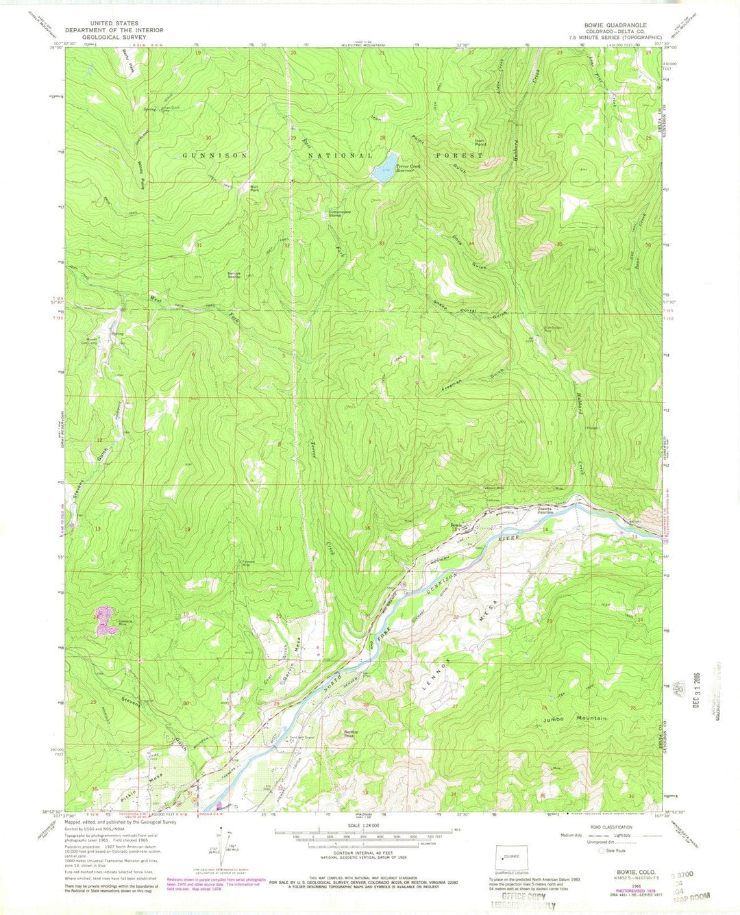 1965 Bowie, CO - Colorado - USGS Topographic Map