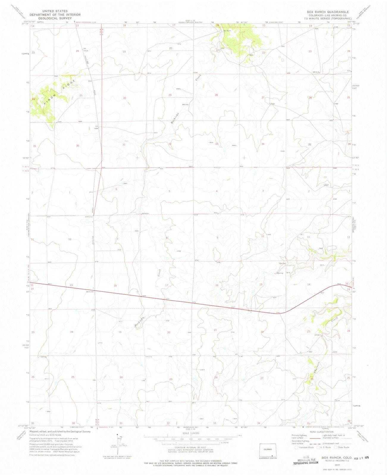 1972 Box Ranch, CO - Colorado - USGS Topographic Map