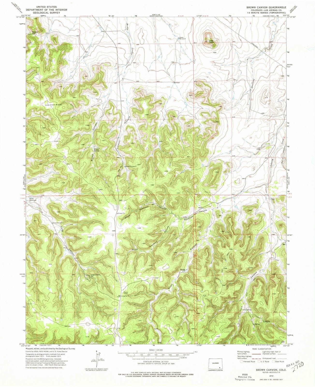 1972 Brown Canyon, CO - Colorado - USGS Topographic Map
