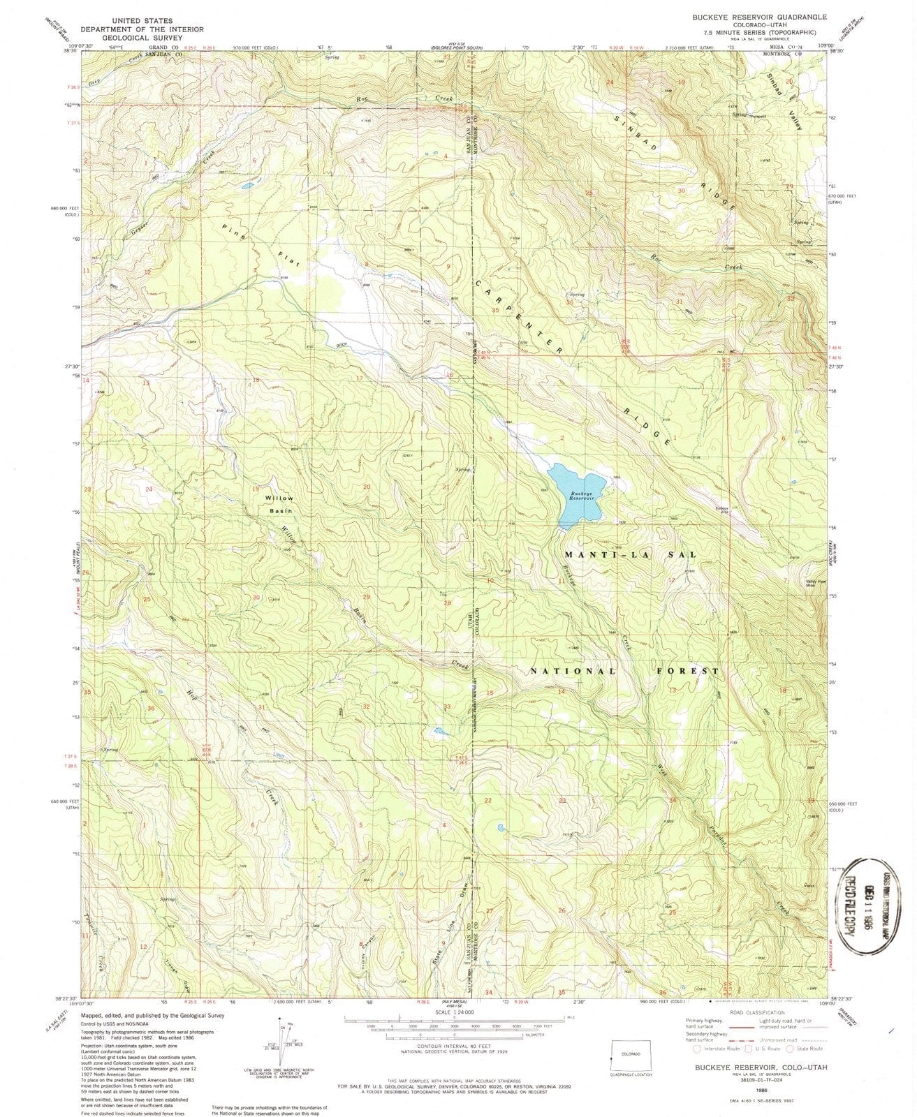 1986 Buckeye Reservoir, CO - Colorado - USGS Topographic Map