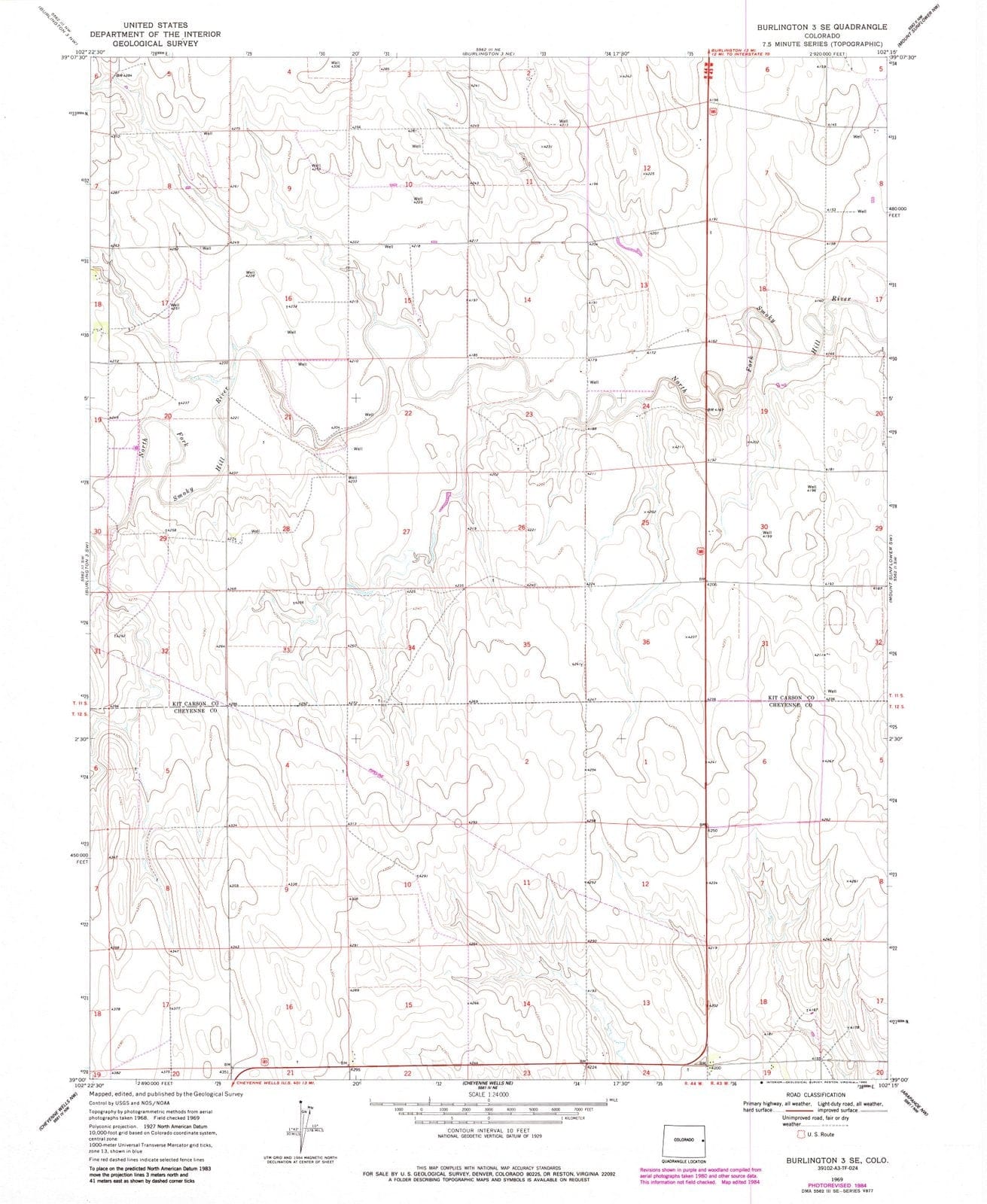 1969 Burlington 3, CO - Colorado - USGS Topographic Map v3