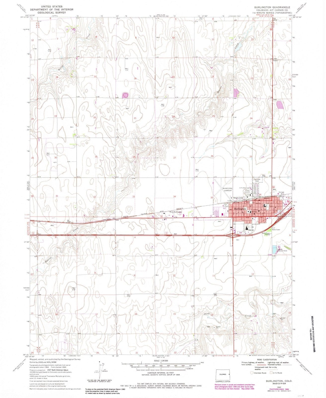 1969 Burlington, CO - Colorado - USGS Topographic Map v2