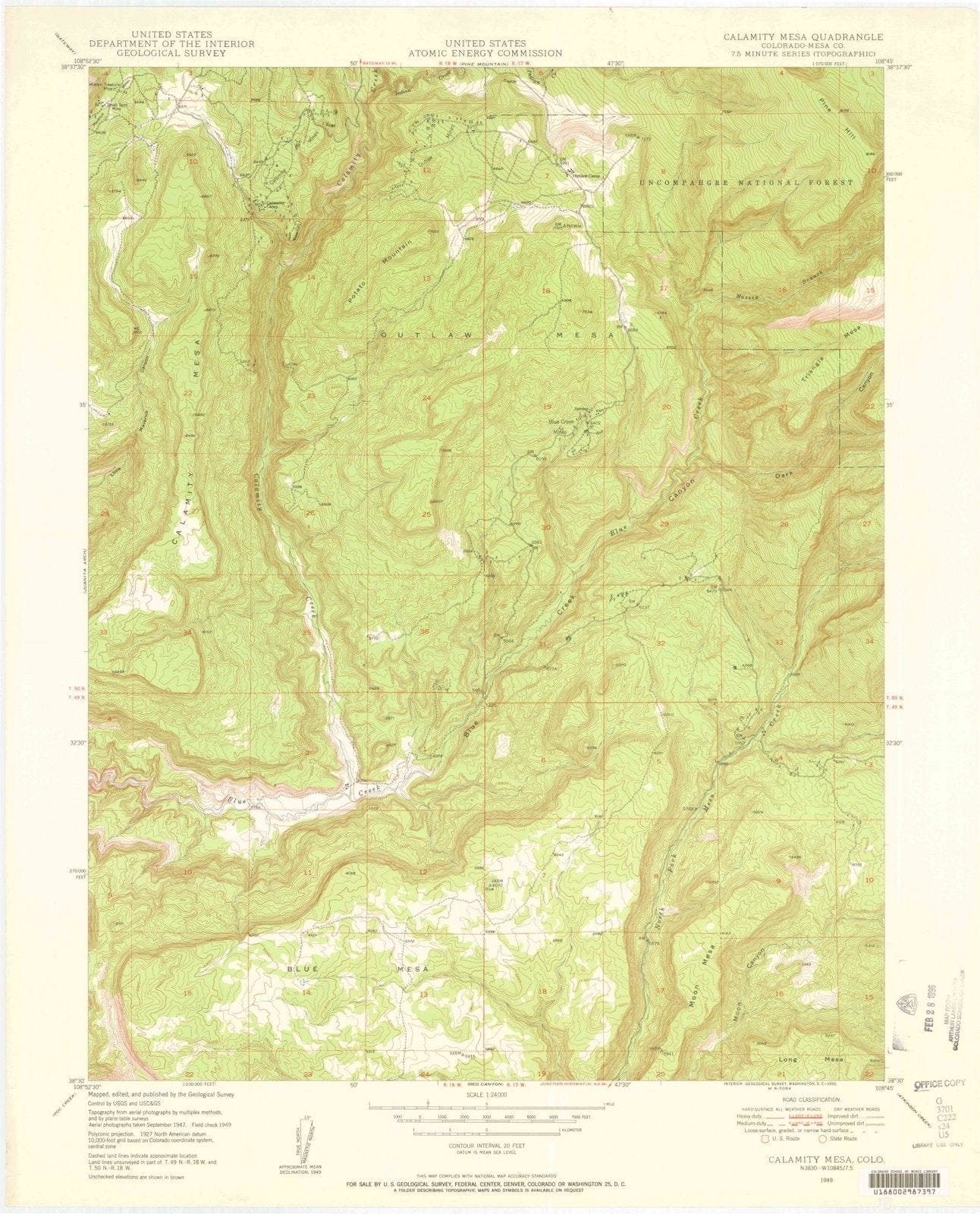 1949 Calamity Mesa, CO - Colorado - USGS Topographic Map