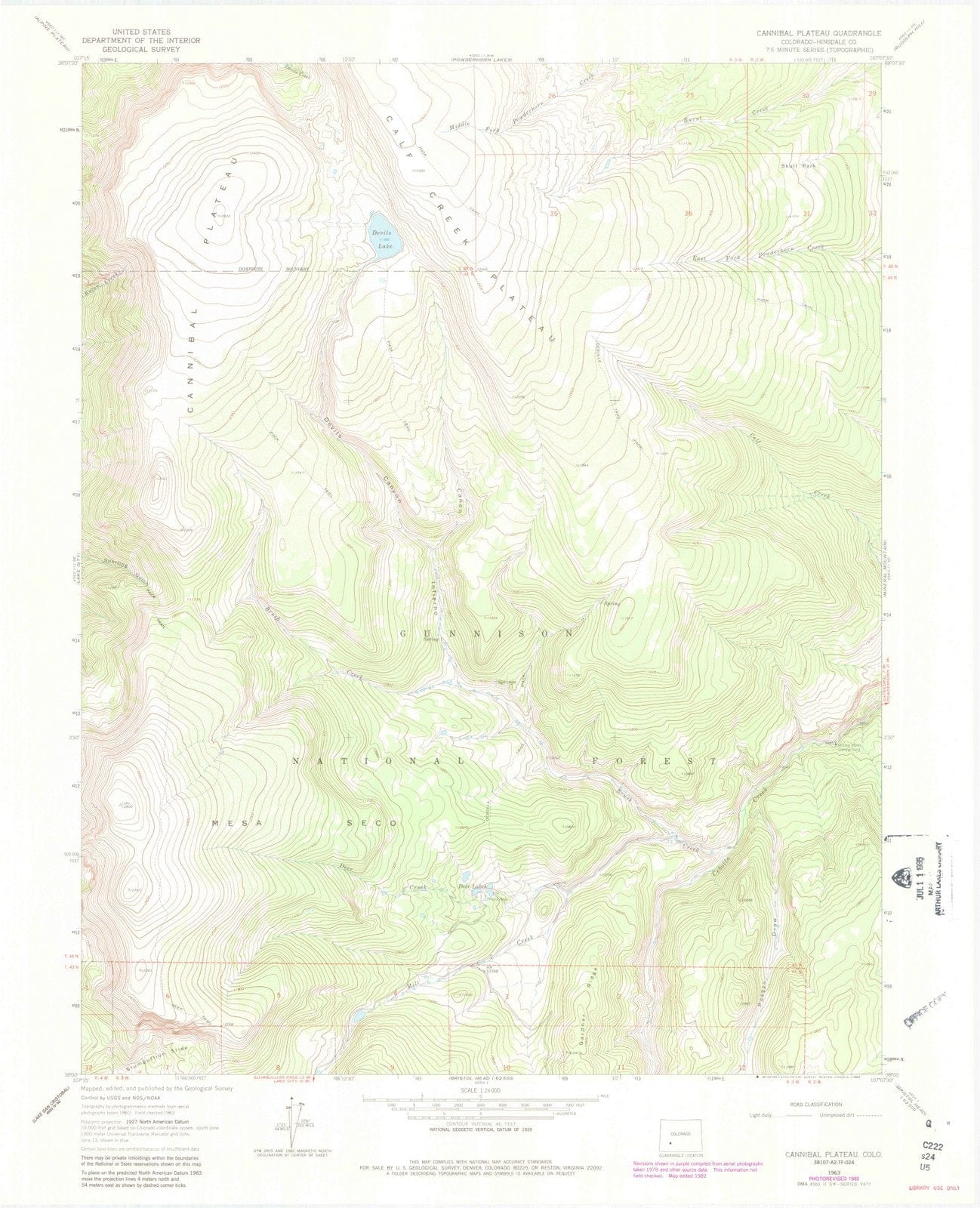 1963 Cannibal Plateau, CO - Colorado - USGS Topographic Map