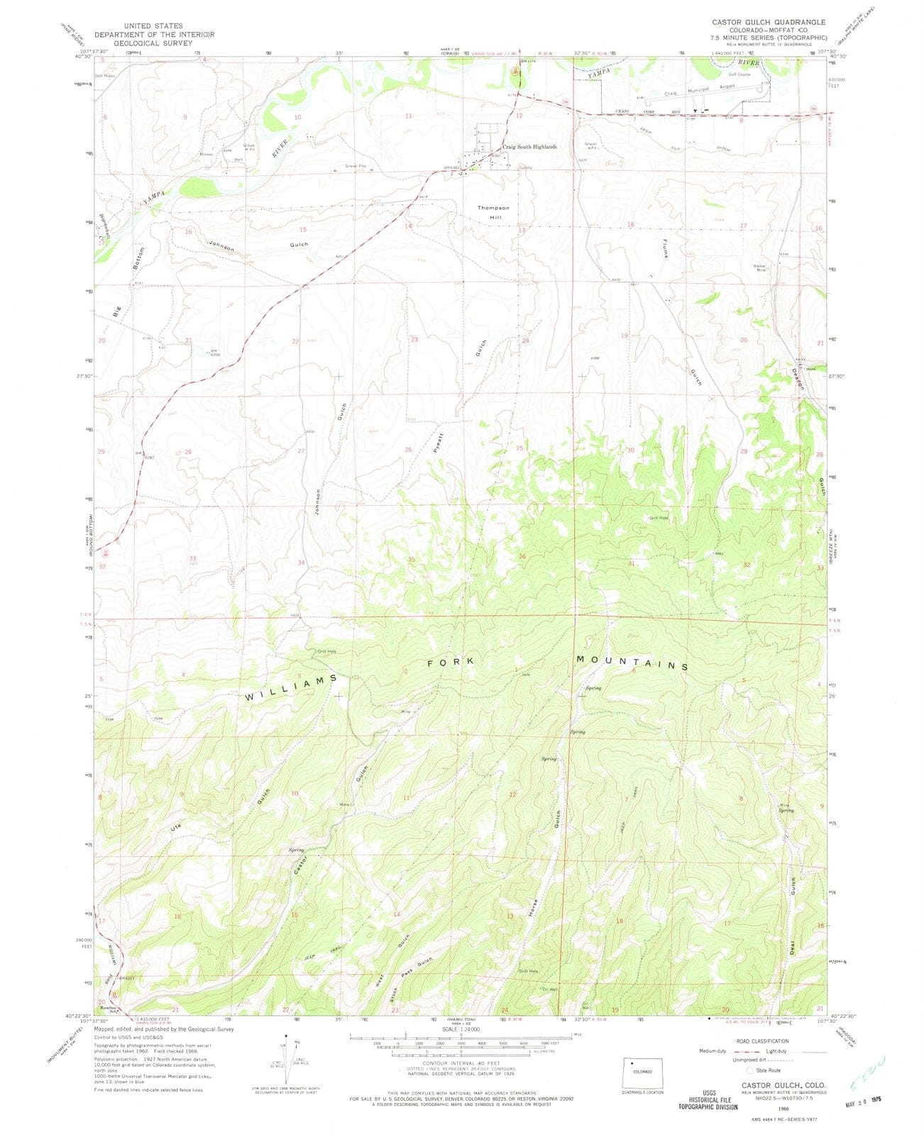 1966 Castor Gulch, CO - Colorado - USGS Topographic Map