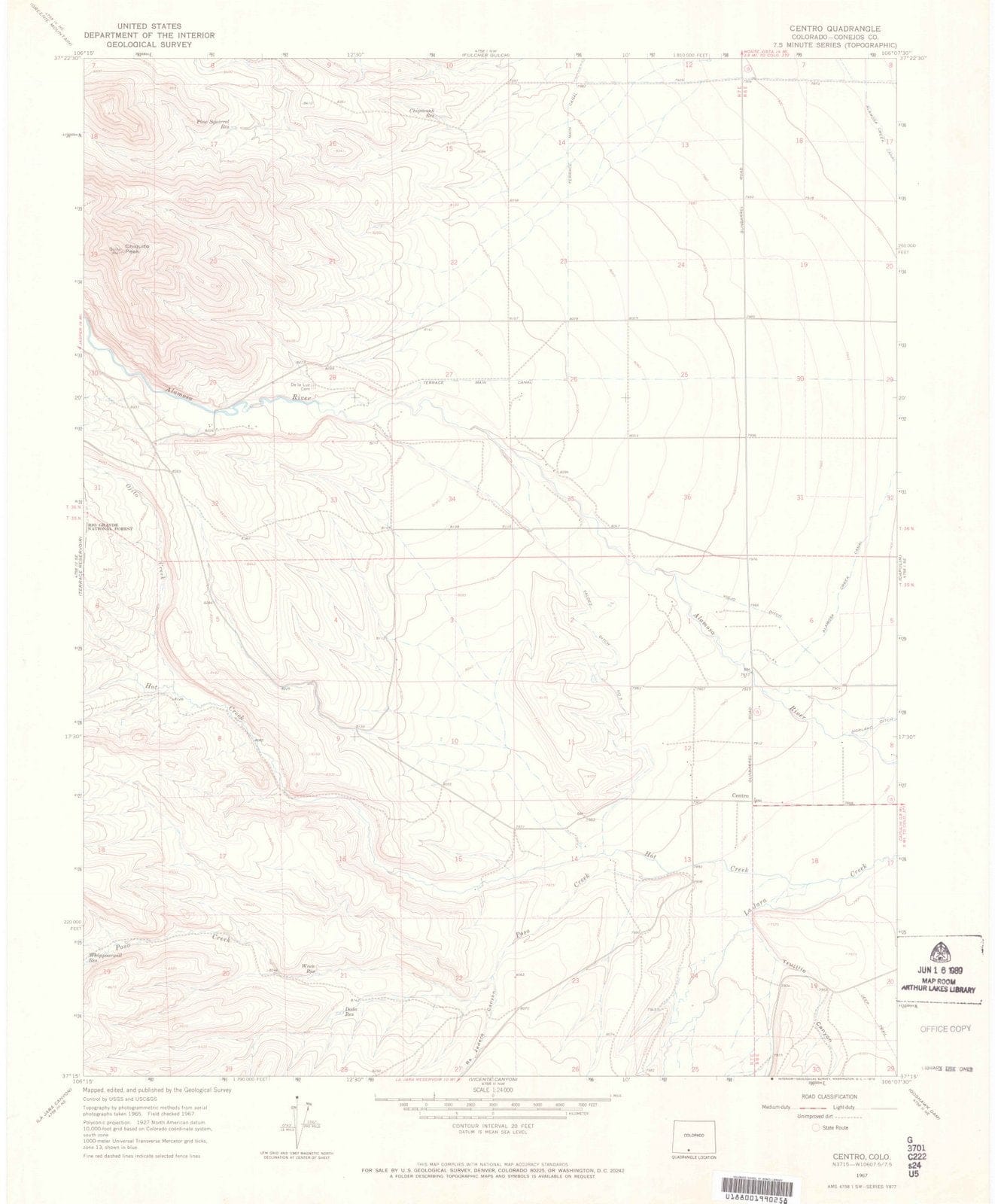 1967 Centro, CO - Colorado - USGS Topographic Map