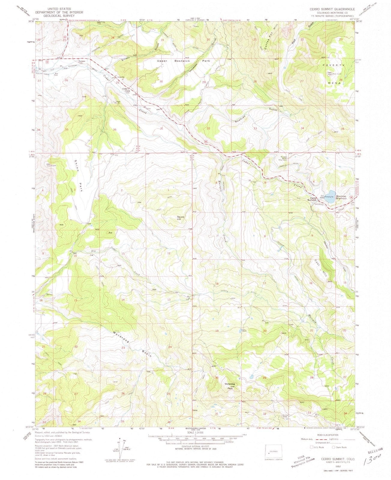 1957 Cerro Summit, CO - Colorado - USGS Topographic Map