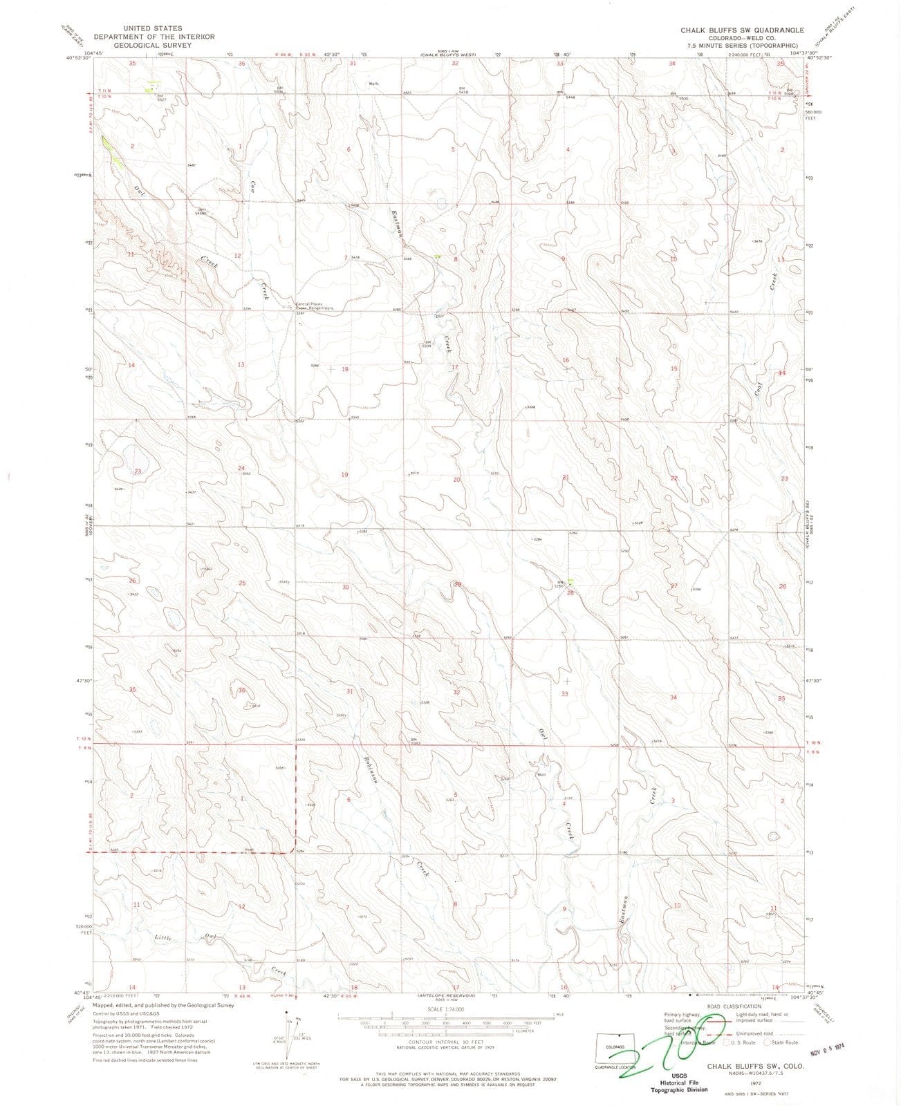 1972 Chalk Bluffs, CO - Colorado - USGS Topographic Map v2