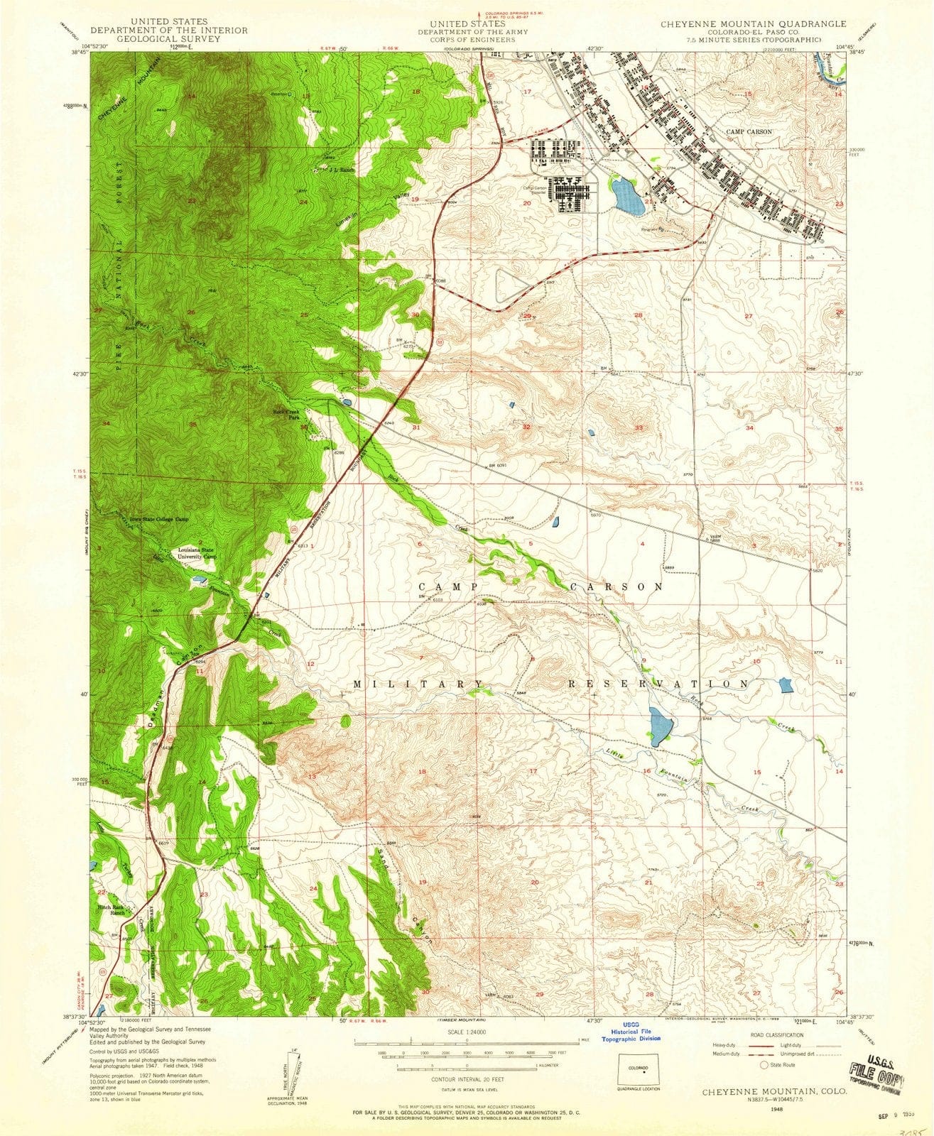 1948 Cheyenne Mountain, CO - Colorado - USGS Topographic Map