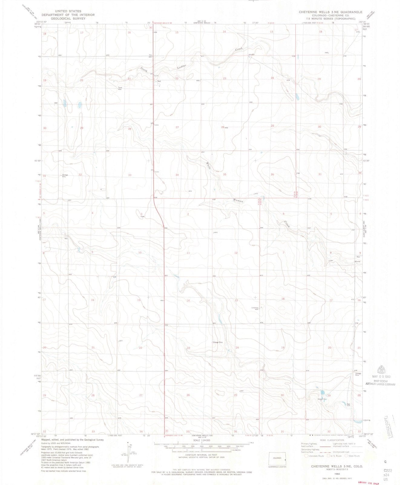 1982 Cheyenne Wells 3, CO - Colorado - USGS Topographic Map