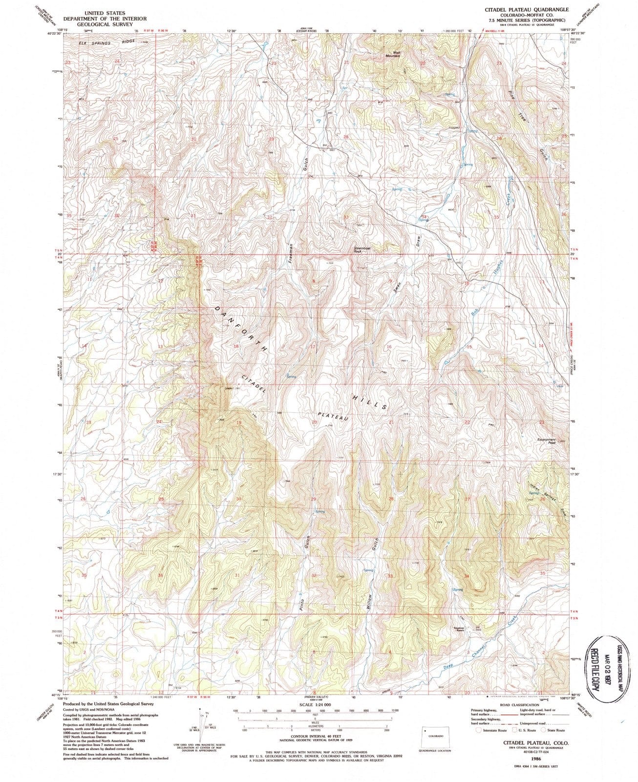 1986 Citadel Plateau, CO - Colorado - USGS Topographic Map