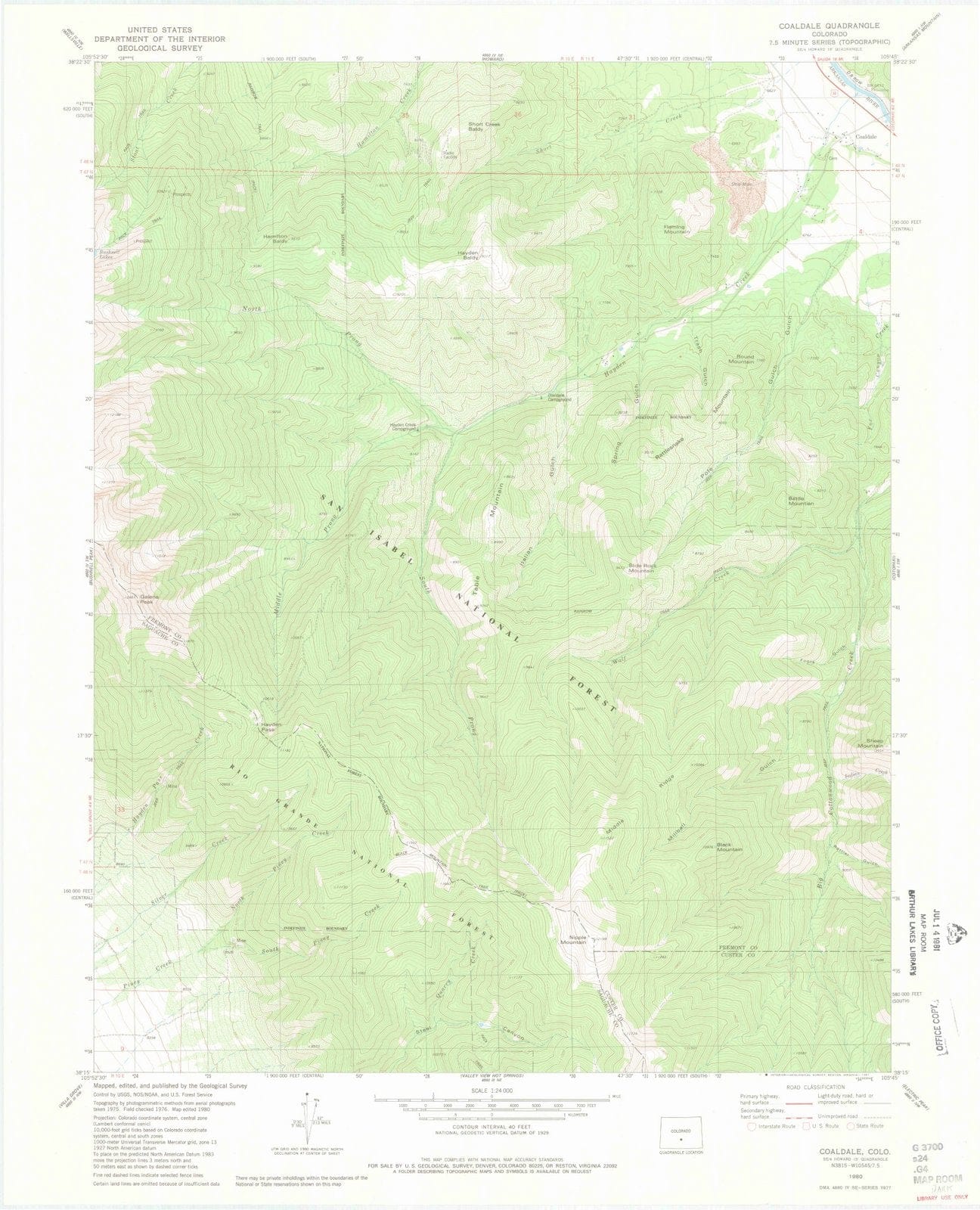 1980 Coaldale, CO - Colorado - USGS Topographic Map