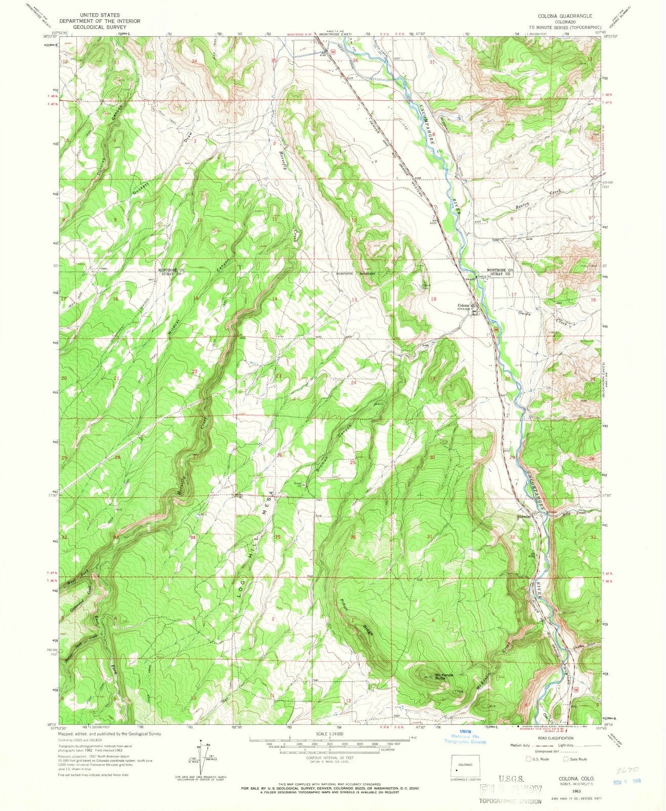 1963 Colona, CO - Colorado - USGS Topographic Map