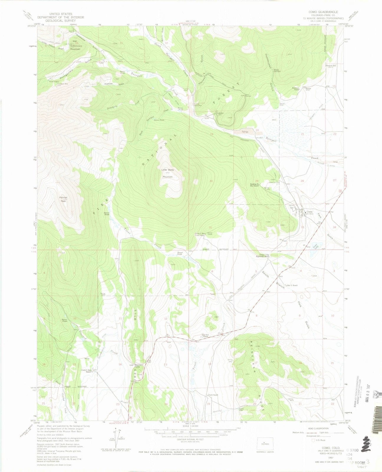 1957 Como, CO - Colorado - USGS Topographic Map